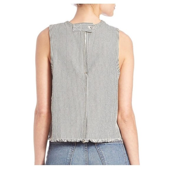 T by Alexander Wang Denim Pinstripe Crop Top Size 6 - Picture 2 of 4